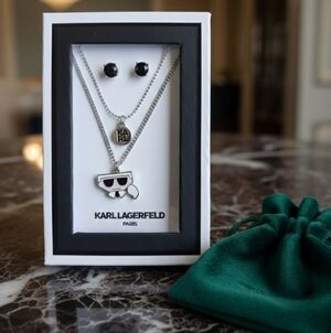 Karl Lagerfeld Black and Silver Jewelry Set